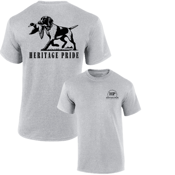 Heritage Pride Mens Duck Hunting Dog Outdoors Short Sleeve T-Shirt-Sport Grey-Medium