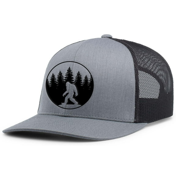 Heritage Pride Mens Hunting Hat Scenic Woods Bigfoot Outdoors Mesh Back Trucker Hat, Heather Grey/Black