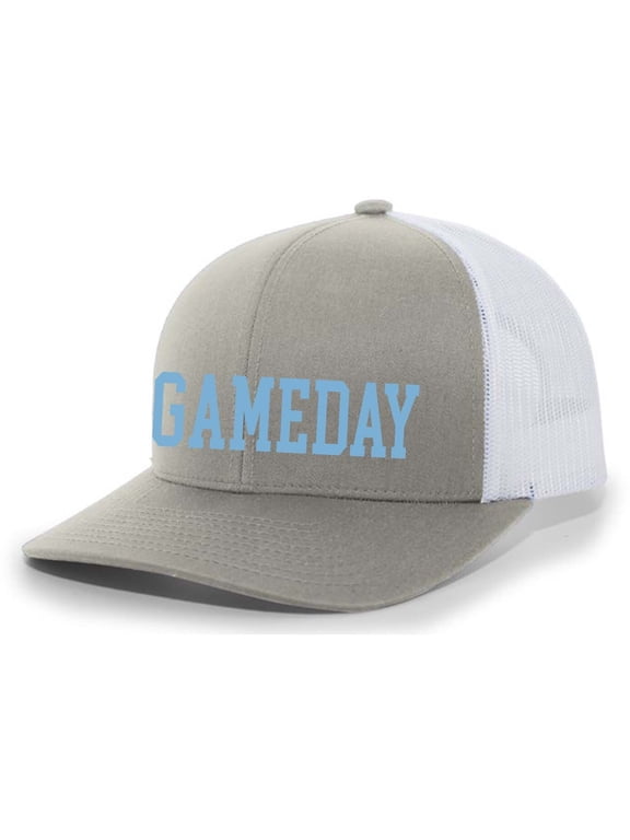 North Carolina Football Team Color Game Day Embroidered Mesh Back Trucker Hat-North Carolina-Silver/White