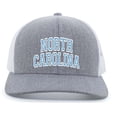 thumbnail image 1 of Heritage Pride North Carolina Football Team Color State Name Embroidered Mesh Back Trucker Hat-North Carolina-Heather Grey/White, 1 of 1