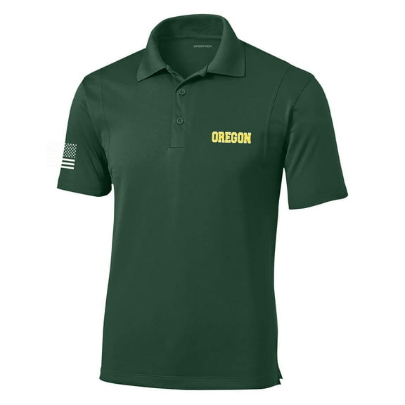 Heritage Pride Oregon Football Team Color State Name Embroidered Golf Polo-Forest Green-medium