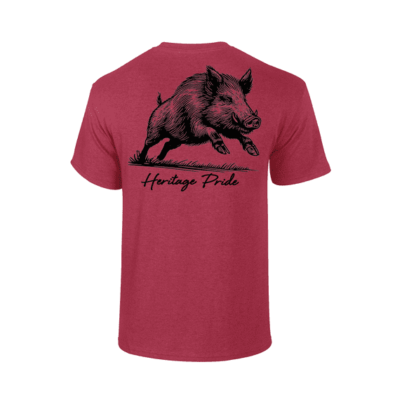 Heritage Pride Running Boar Outdoors Hunting Short Sleeve T-shirt-Antique Cherry-medium