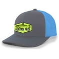thumbnail image 1 of Heritage Pride Saltwater Fish Tarpon Deep Sea Fishing Neon Patch Mens Embroidered Mesh Back Trucker Hat Baseball Cap, Charcoal/Neon Blue, 1 of 4