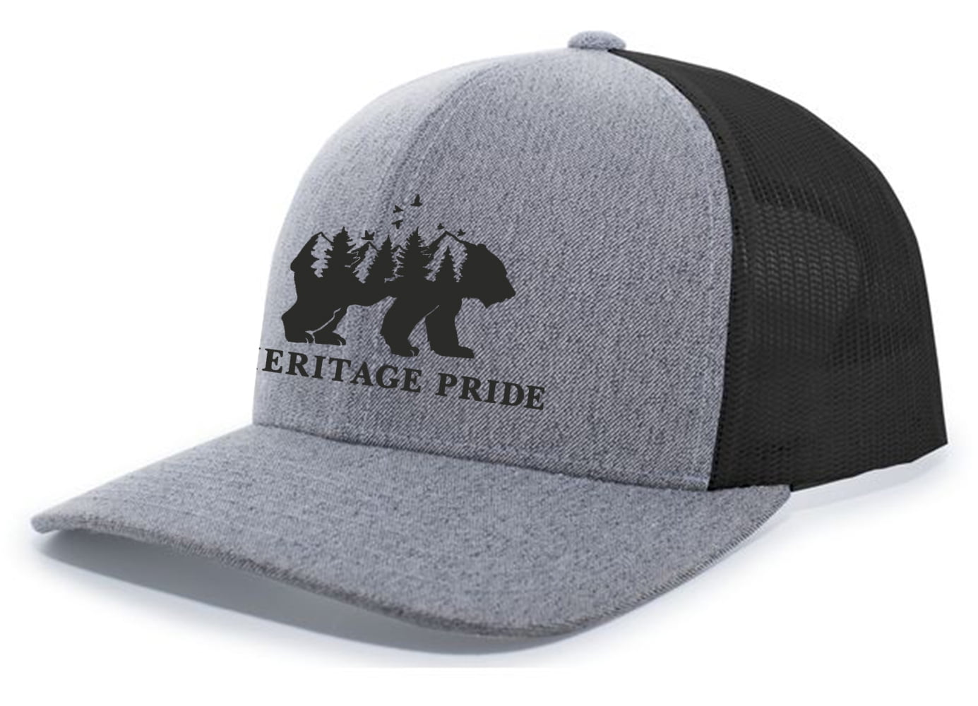 Heritage Pride Fishing Hook Outdoors Mens Embroidered Mesh Back Trucker Hat  Baseball Cap, Army/Black 