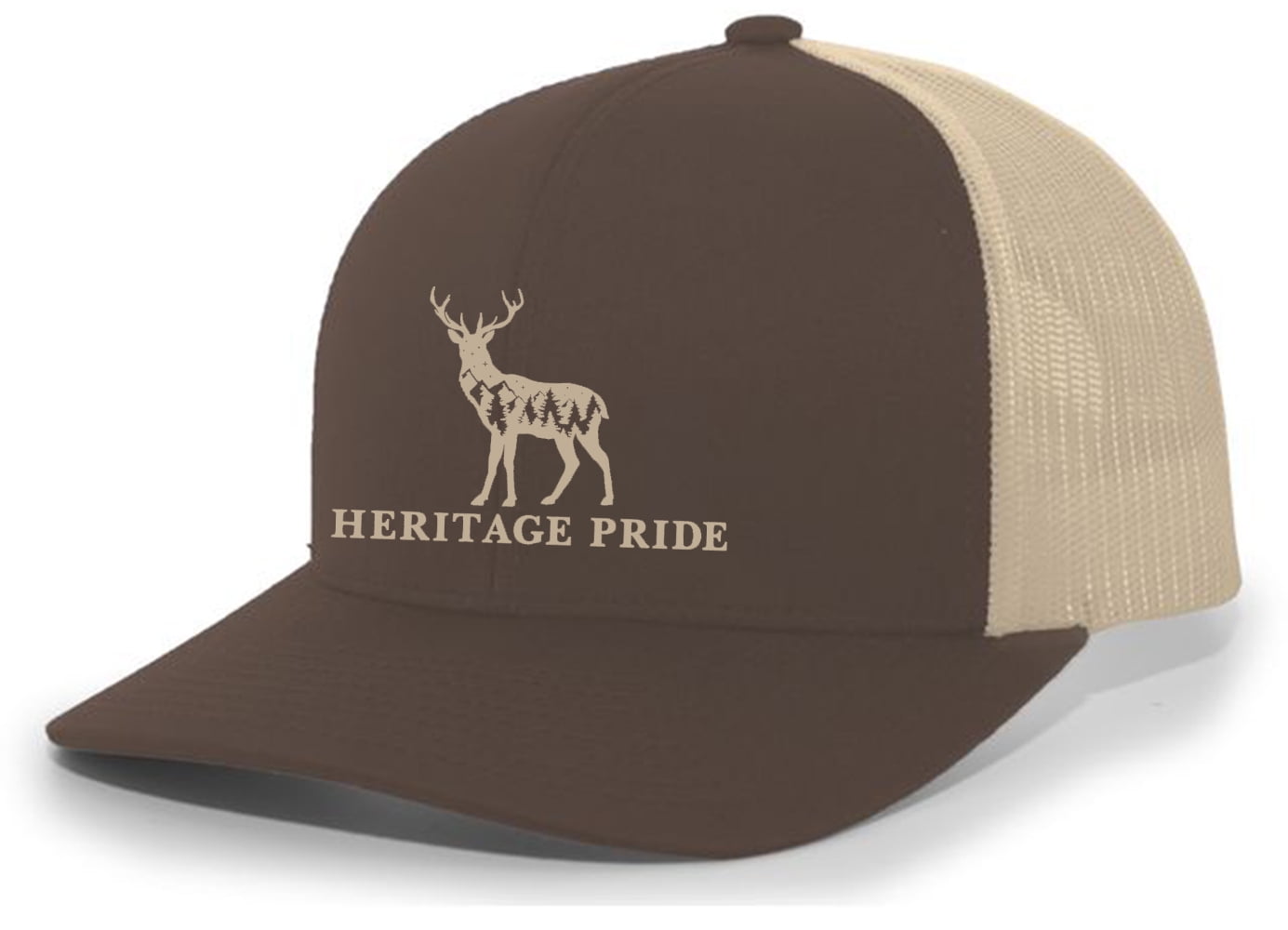 Heritage Pride Scenic Deer Leather Patch Trucker Hat - Adjustable Snapback Mesh Baseball Cap For Men - View #9