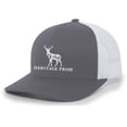 thumbnail image 1 of Heritage Pride Scenic Deer Mens Embroidered Mesh Back Trucker Hat Baseball Cap, Charcoal/White, 1 of 4