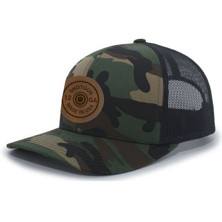 Heritage Pride Shotgun Shell Laser Engraved Leather Patch Mesh Back Trucker Hat Army Black Walmart