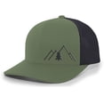 thumbnail image 1 of Heritage Pride Simple Scenic Mountain Pine Tree Mens Embroidered Mesh Back Trucker Hat Baseball Cap, Loden/Black, 1 of 4