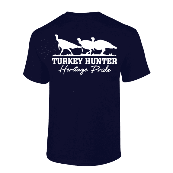 Heritage Pride Turkey Hunter Featuring Three Ocellated Turkeys Mens Short-Sleeve T-Shirt-Navy-4xl