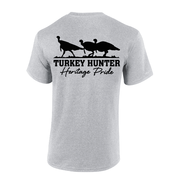 Heritage Pride Turkey Hunter Featuring Three Ocellated Turkeys Mens Short-Sleeve T-Shirt-Sports Grey-small