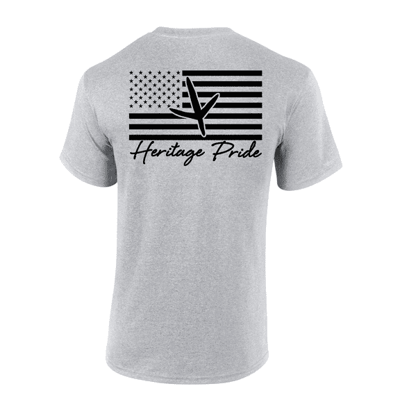 Heritage Pride Turkey Track American Flag Hunting Outdoors Short Sleeve T-shirt-Sports Grey-large