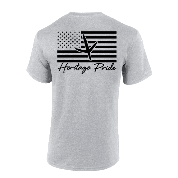 Heritage Pride Turkey Track American Flag Hunting Outdoors Short Sleeve T-shirt-Sports Grey-xxxl
