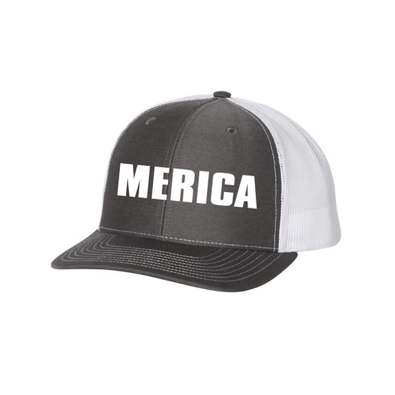 Heritage Pride USA American Flag Merica Mesh Back Trucker Hat-Charcoal/White