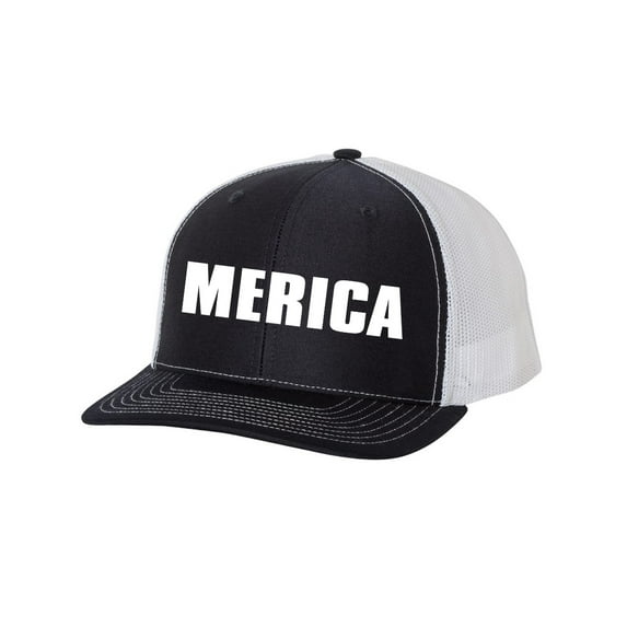 Heritage Pride USA American Flag Merica Mesh Back Trucker Hat-Navy/White