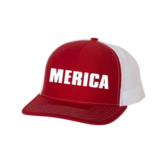 Heritage Pride USA American Flag Merica Mesh Back Trucker Hat-Red/White