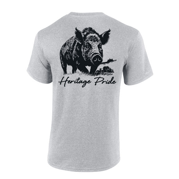 Heritage Pride Wild Boar Outdoors Hunting Short Sleeve T-shirt-Sports Grey-large