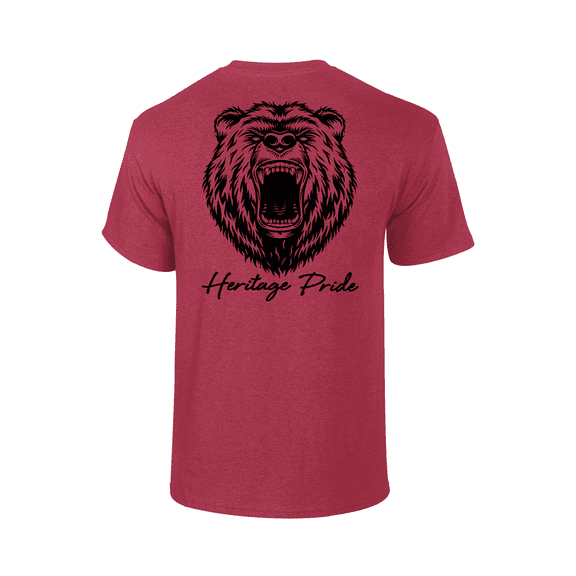 Heritage Pride Wild Grizzly Bear Outdoors Hunting Short Sleeve T-shirt-Antique Cherry-xxxl