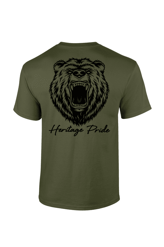 Wild Grizzly Bear Outdoors Hunting Short Sleeve T-shirt-Military Green-xxxl