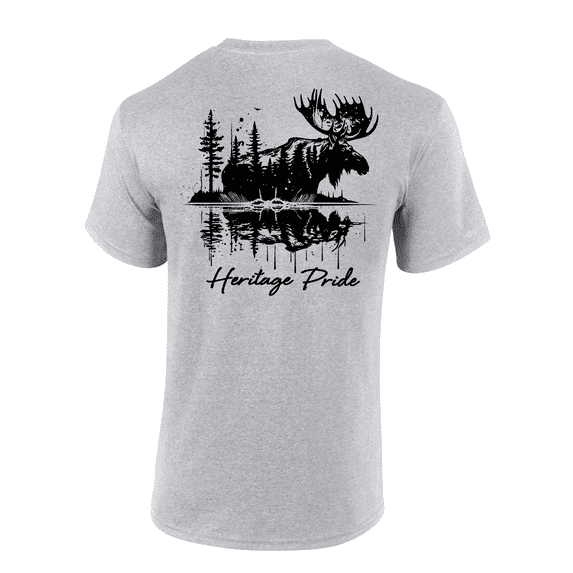Heritage Pride Wild Moose Wildlife Outdoors Hunting Short Sleeve T-shirt-Sports Grey-xxl