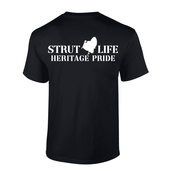 Heritage Pride Wild Turkey Strut Life Mens Short-Sleeve T-Shirt-Black-xxxl