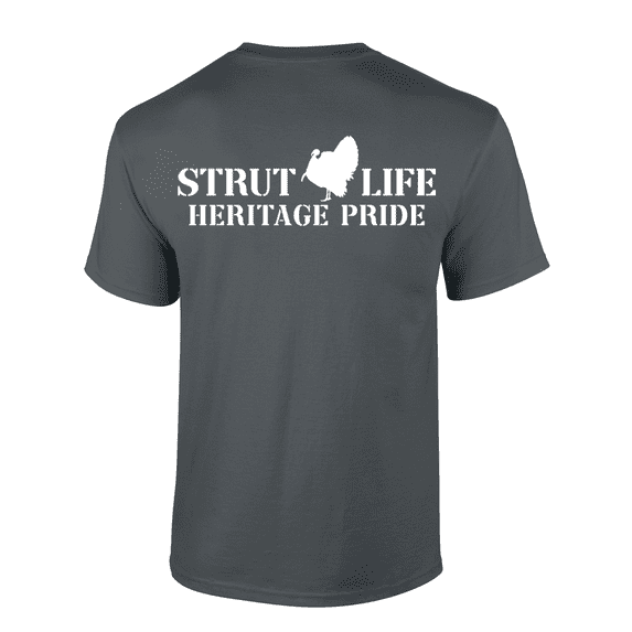 Heritage Pride Wild Turkey Strut Life Mens Short-Sleeve T-Shirt-Charcoal-small