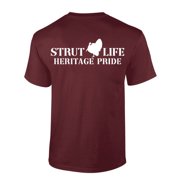 Heritage Pride Wild Turkey Strut Life Mens Short-Sleeve T-Shirt-Maroon-xxxl