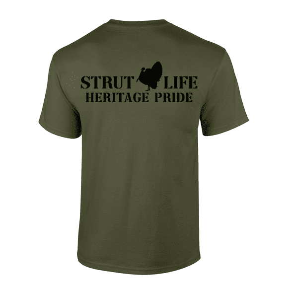 Heritage Pride Wild Turkey Strut Life Mens Short-Sleeve T-Shirt-Military-large