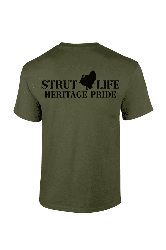 Wild Turkey Strut Life Mens Short-Sleeve T-Shirt-Military-xl