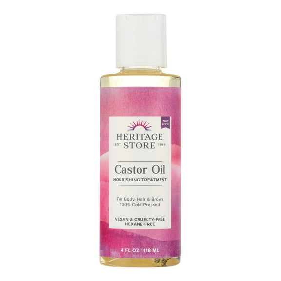 Heritage Products Castor Oil Pure Cold- Pressed for Body, Hexane-Free, 4 oz, 3 Pack