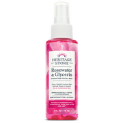 HERITAGE STORE Rosewater & Glycerin Hydrating Facial Mist - Dry Combination Skin Care - Rose Water Spray w/Vegetable Glycerine, Made Without Dyes or Alcohol, Hypoallergenic, 4 Fl Oz