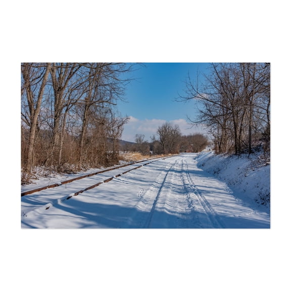 The Heritage Rail Trail in Seven Valleys PA on a January Day - Seven Valleys Pennsylvania Photography Winter Snow Railroad Landscape Scenic Train Rural Unframed Wall Art Print 4 x 6 inches