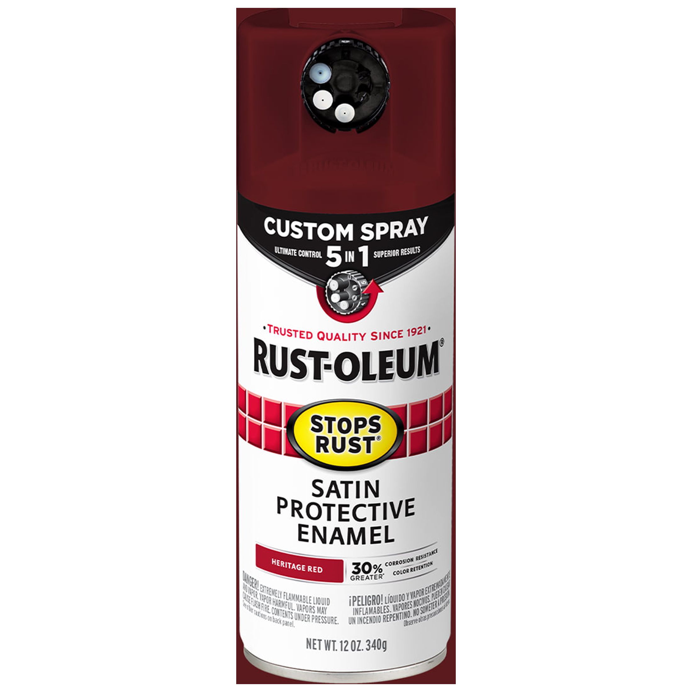 Heritage Red, RustOleum Stops Rust Custom Spray 5 in 1 Satin Spray