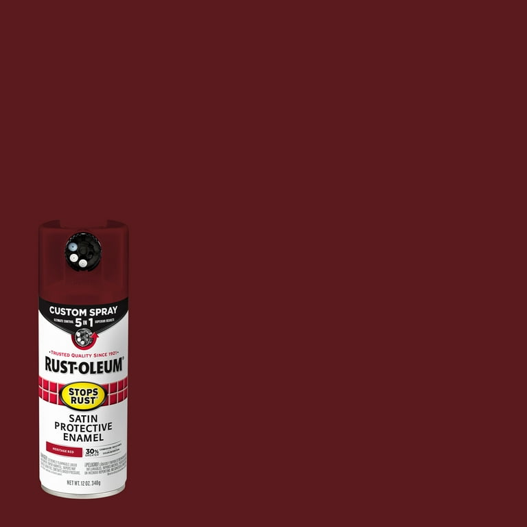 Heritage Red, Rust-Oleum Stops Rust Custom Spray 5 in 1 Satin Spray  Paint-376880, 12 oz, 6 Pack 