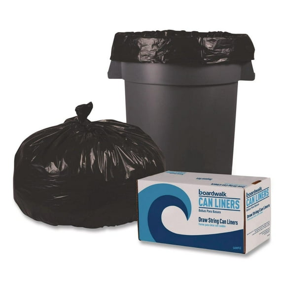 Heritage Reprocessed Resin Trash Bags, 60 gal, 1.2 mil, 38 x 58, Black, 50 Rolls/Carton