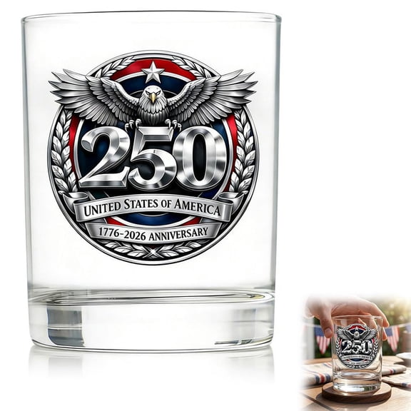 Heritage Reserve Whiskey Glass Cup, Heritage Home Bar Decor, USA Heritage Eagle Drinking Glass Father Gifts, Patriotic Keepsake Independence Day Glass Cup for Men Dad Fathers Day - Color F