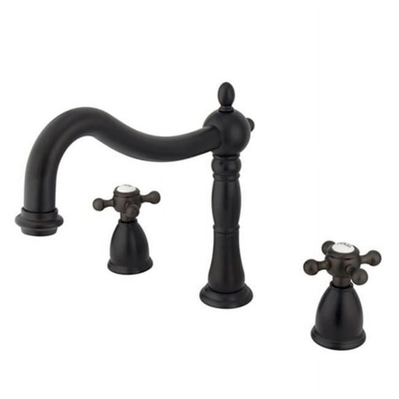 Heritage Roman Tub Filler with Cross Handle, Oil Rubbed Bronze