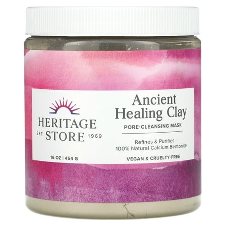 Heritage Store Ancient Healing Clay Pore-Cleansing Mask | Refines & Purifies with 100% Natural Calcium Bentonite