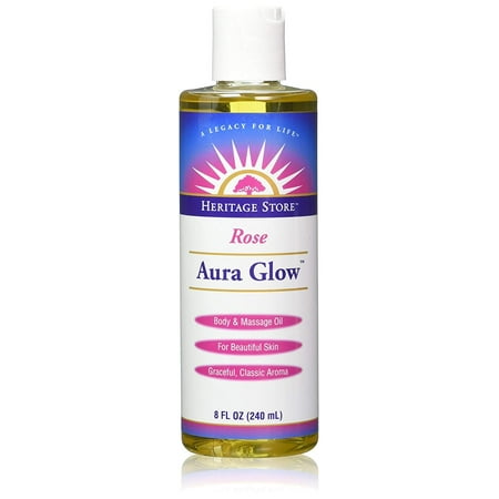 Heritage Store Aura Glow Body & Massage Oil with Vitamin E Oil & Lanolin, 8 oz