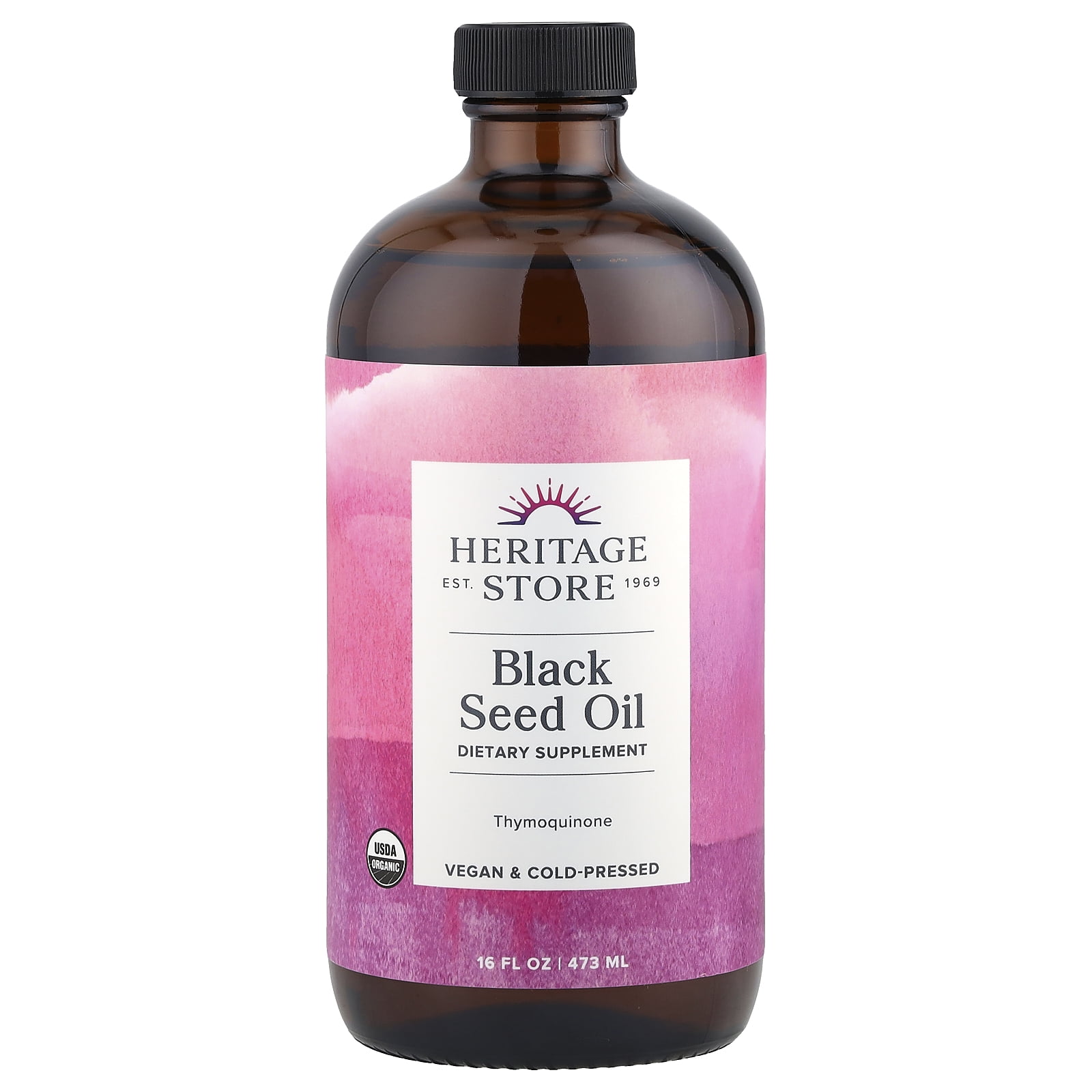 Heritage Store Black Seed Oil, 100% Pure Virgin, Organic, Cold Pressed 8 fl oz (16 Fl Oz)