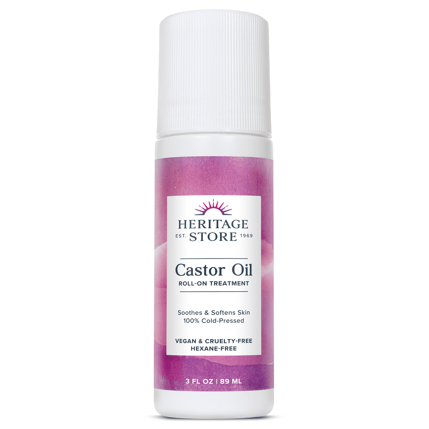 HERITAGE STORE Castor Oil Roll On Nourishing Treatment - Targeted Hydration for Skin Care, Hair Care, Quick and Easy Castor Oil Pack Wrap - Hexane Free, Vegan, Cruelty Free, 60-Day Guarantee, 3oz
