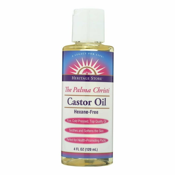 Heritage Store Palma Christi Castor Oil Soothes & Softens Skin, 4oz, 4-Pack