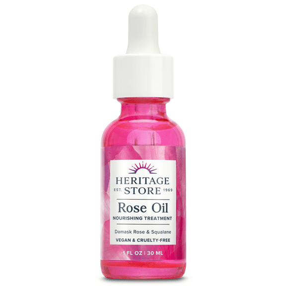 Heritage Store Rose Oil Nourishing Treatment | Hydrates for a Fresh, Natural Glow | Dry to Combination Skin | Vegan, 1 Fl Oz (Pack of 1) | 60 Day Money Back Guarantee