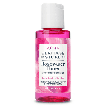 Heritage Store Rosewater Facial Toner w/ Hyaluronic Acid | Hydrates & Refreshes Skin | No Dyes or Alcohol, Vegan | 2oz