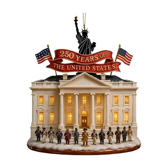 Heritage Style Anniversary Ornament, Patriotic 250th Bicentennial Decor, Memorial Keepsake for Christmas Tree & Seasonal Display