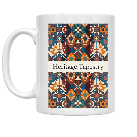 Heritage Tapestry Cultural Pattern - Art Enthusiast - 11 oz Ceramic Coffee Mug