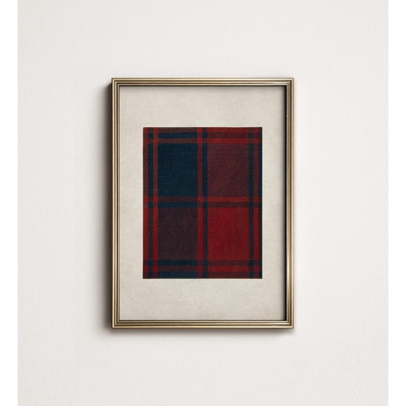 Heritage Tartan Red Blue Unframed Paper Print
