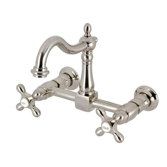 Heritage Two-Handle Wall Mount Kitchen Faucet, Brushed Nickel