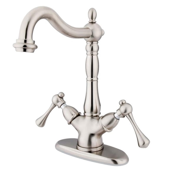 Heritage Vessel Sink Faucet & Metal Lever Handle Satin Nickel