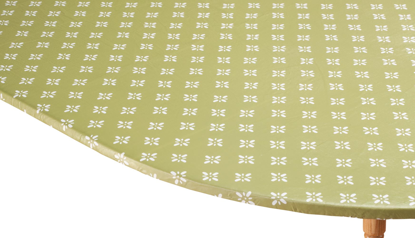 Green Oval Vinyl Elastic Table Cover with Fleece Backing