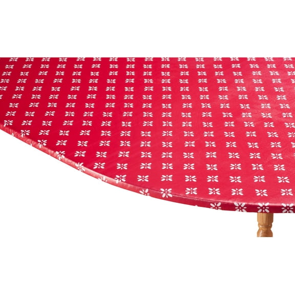 Heritage Vinyl Elastic Table Cover with Fleece Backing in 3 Sizes, Reusable
